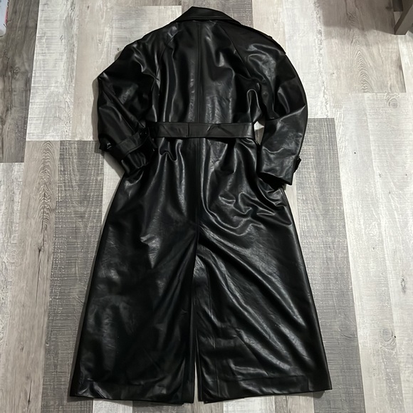 Vintage Robbie Sport Black Shimmery Trench Coat Shoulder Pads Epaulets women’s 6 - Picture 8 of 8